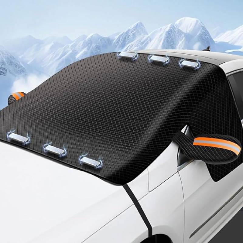 Magnetic Anti Snow Windshield Cover, Auto Winter Windschutzscheibe Abdeckung mit Magneten, Faltbare Anti Frost Schnee Scheibenabdeckung, Windschutzscheibenabdeckung gegen Schnee, EIS, Frost (Orange) von GUSHE