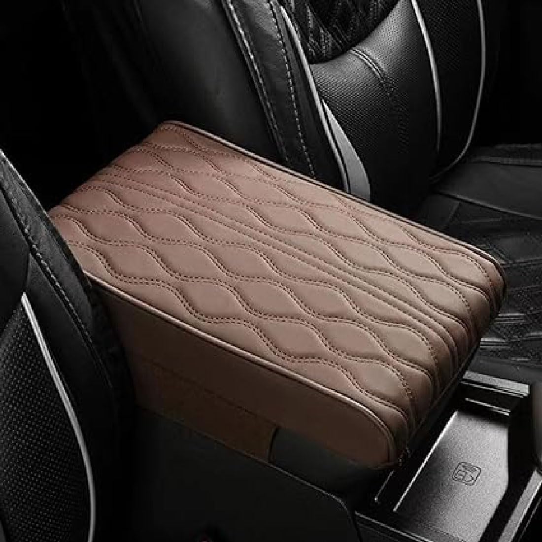 Memory Cotton Car Armrest Box Pad Universal Style, Auto Armlehnen Polster, Leather Car Armrest Box Pad, Mittelkonsole Auto Armlehnenschoner, Armlehne Matte für Auto, SUV, LKW, Fahrzeug (Coffee) von GUSHE