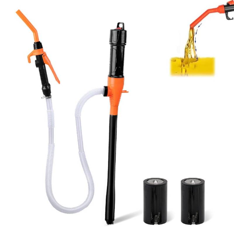 Tragbare elektrische Ölpumpe, Elektrische Transferpumpe, Benzinpumpe für Kanister Mit Düse, Batteriebetriebene Flüssigkeitstransferpumpe, Multifunktions-Pumpe für Kraftstoff, Öl, Wasser (Orange) von GUSHE