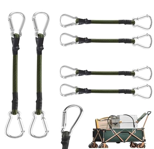 6 Stück 8mm Spanngummi mit Karabiner,30 cm Langer Spanngurte,Spanngurte mit Edelstahl Karabiner für Gepäck Camping von GUUFOO