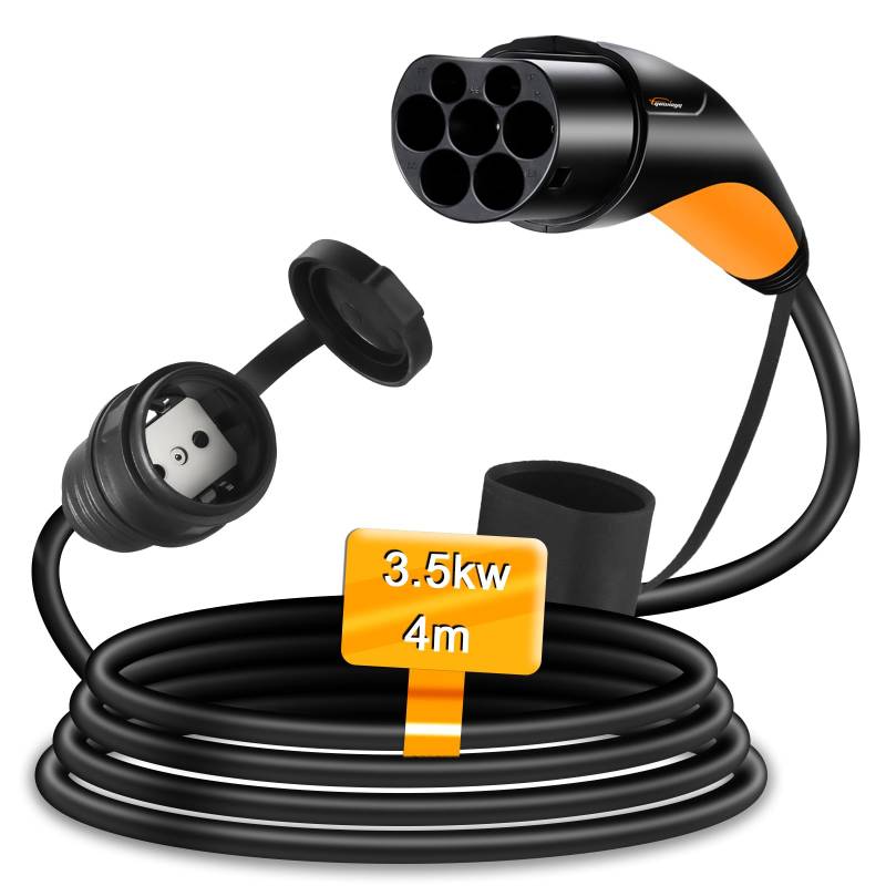 GUWIEYG Typ2 auf Schuko-Kabel, max. 16 A 250 V, IEC 62196-Adapter auf Schuko-Ladeanschluss, Typ 2 auf europäische Steckdose für Elektromotorräder, E-Bikes, 4 m von GUWIEYG