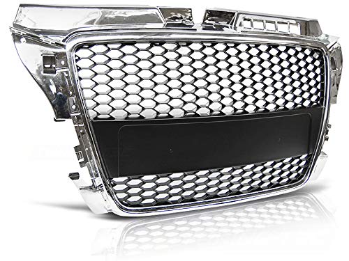 Frontgrill kompatibel mit Audi A3 8P RS-Type 2008 2009 2010 2011 2012 Sportback 3 Türen 5 Türen vorne Zentralgrill Sport GV-45 Wabengitter Sport Chrom von GV-ZONE