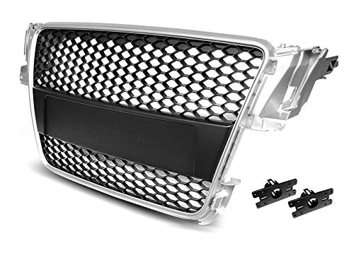 Frontgrill kompatibel mit Audi A5 2007 2008 2009 2010 2011 Cabrio Coupe Liftback 5 Türen Front Central Grill Sport GV-17 Honeycomb Mesh Kühlergrill Sport Silber von GV-ZONE