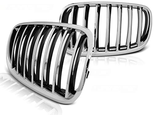 Frontgrill kompatibel mit BMW X5 E70 X6 E71 2008 2009 2010 2011 2012 Front Central Grill Sport GV-109 Front Sport Ersatz Nieren Kühlergrill Chrom von GV-ZONE