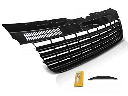 Frontgrill kompatibel mit Volkswagen T5 2004 2005 2006 2007 2008 2009 Transporter Front Central Grill Sport GV-248 Kühlergrill Sport glänzend schwarz von GV-ZONE