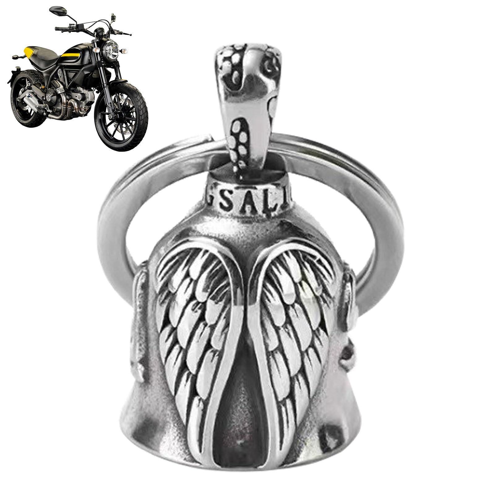 GWAWG Guardian Bell Edelstahl Schutzengel Glocke für Motorradfahrer Praktischer Motorrad Schlüsselanhänger für Biker Guardian Biker Bell als Glücksbringer Schutzengel Motorrad Glöckchen Motorradglocke von GWAWG