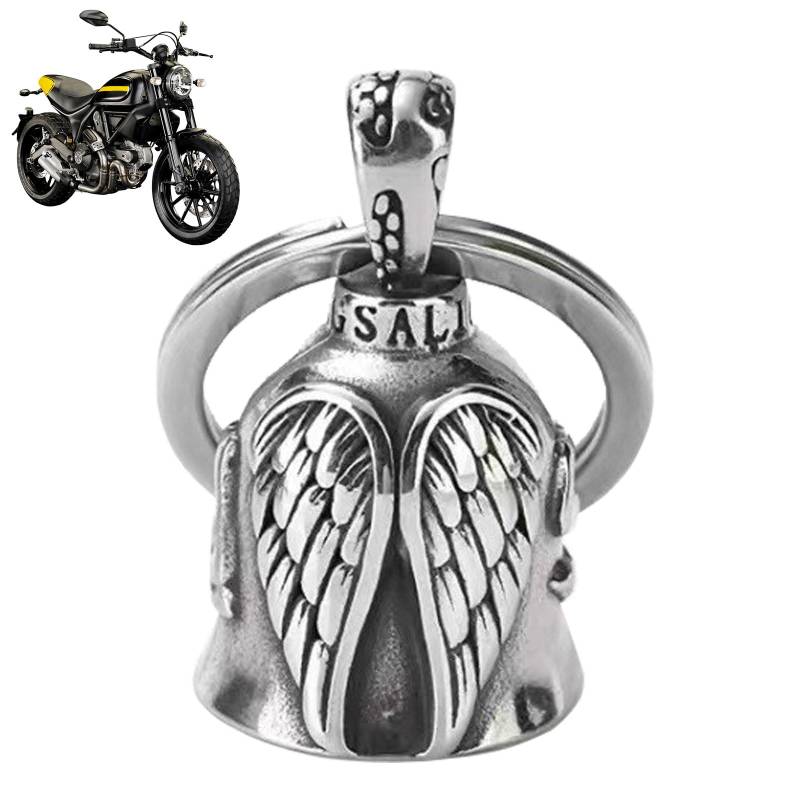 GWAWG Guardian Bell Edelstahl Schutzengel Glocke für Motorradfahrer Praktischer Motorrad Schlüsselanhänger für Biker Guardian Biker Bell als Glücksbringer Schutzengel Motorrad Glöckchen Motorradglocke von GWAWG