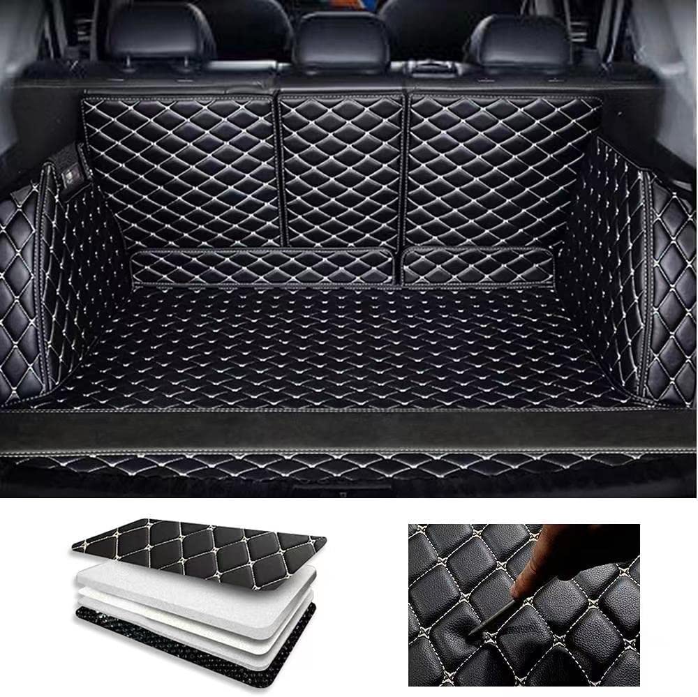 All Inclusive Auto Kofferraummatten für Mercedes Benz GLE SUV V167 (7-seat) 2019 2020 2021 2022, Pflegeleicht Kofferraum Matte Cargo Liner Tray Auto Zubehör,B Black Beige von GWWHU