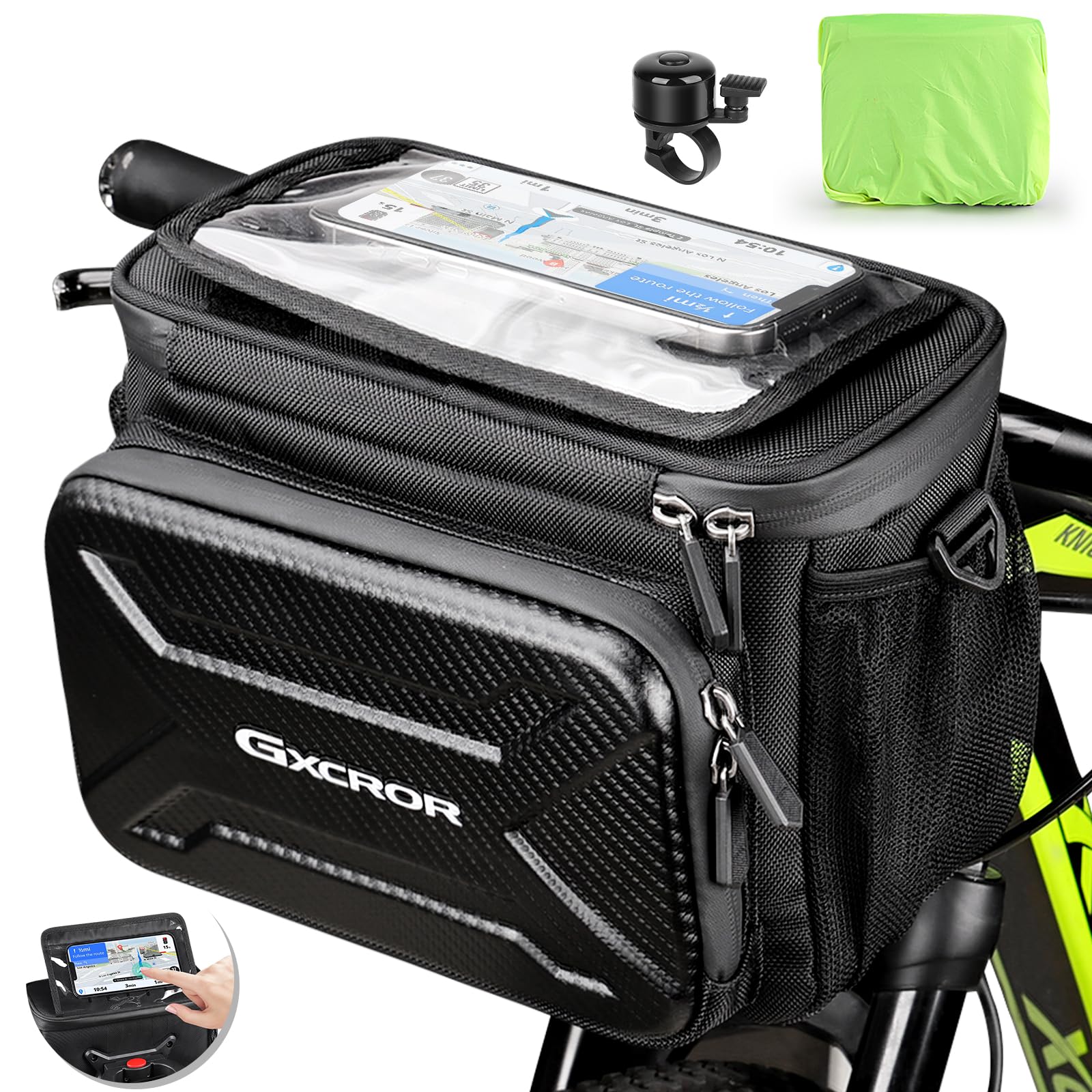 GXCROR Fahrradtasche,6L,Lenkertasche Fahrrad,Fahrradtasche Lenker,Wasserdicht,Mit Lenkeradapter,Fahrradtaschen,Fahrrad Tasche Fahrradkorb Vorne Ebike von GXCROR