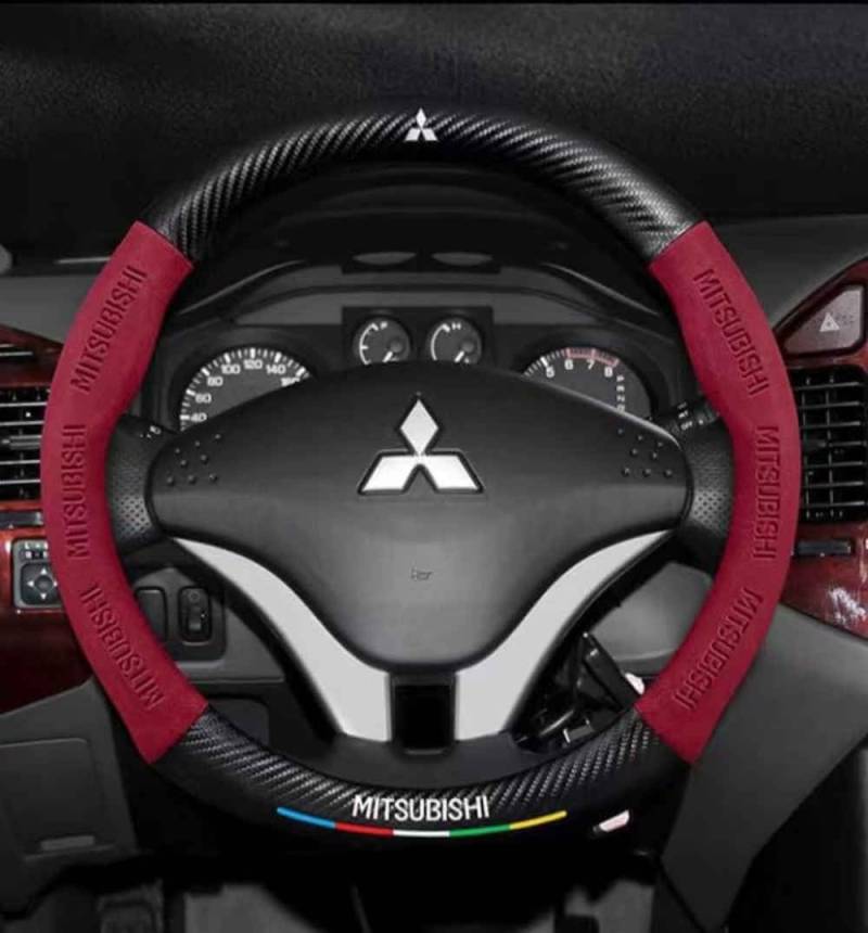 Auto Lenkradbezug für Mitsubishi Attrage 2013-2019, Anti Rutsch Atmungsaktiv Mikrofaser Leder Auto Lenkradschoner,normal-D Red von GXDFC