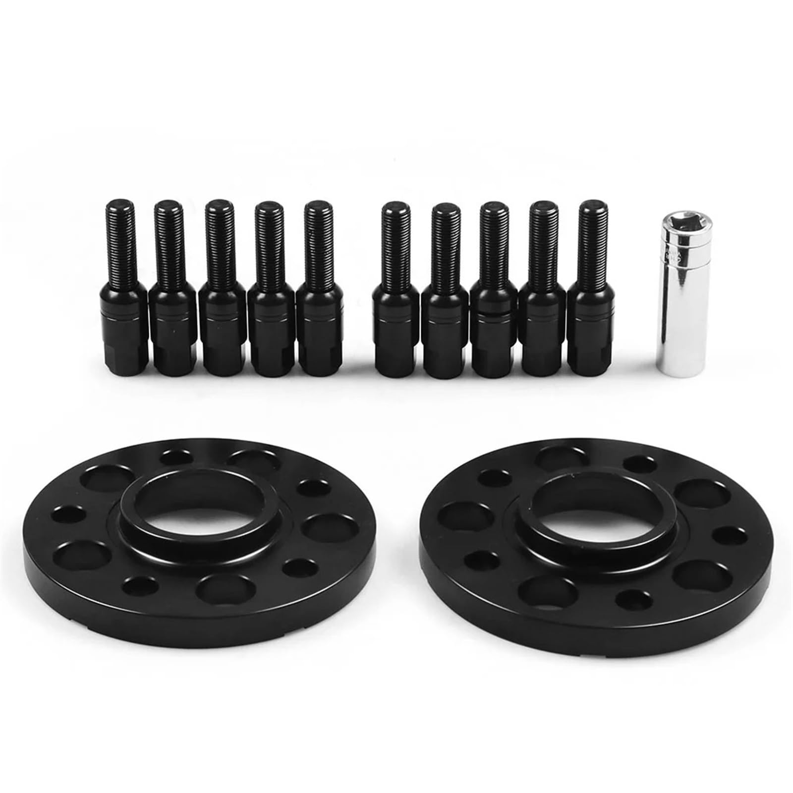 Auto Spurverbreiterung Für Q5 SQ5 W Für Ball Für Bolzen BX102127 15mm 5x11 2mm 66,6mm Hub Centric Bore Rad Spacer M14x 1,5 Kegel Bolzen Auto-Rad-Distanzscheiben(Black Bolts) von GXFCASE