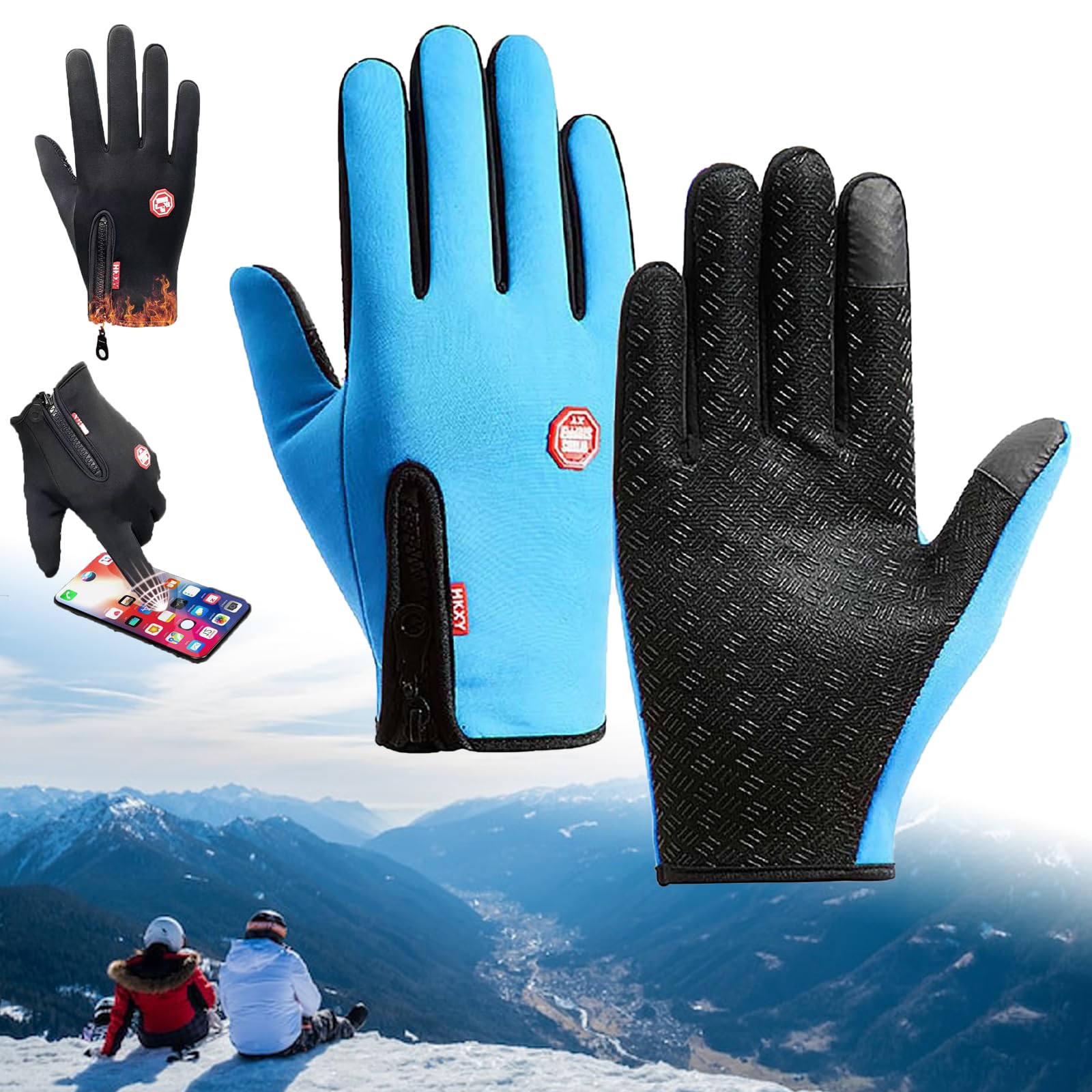 GXHNB Frostfit - Thermo Handschuhe, Frostfit-Thermo Handschuhe Perfekt FüRjedes Abenteuer, Warme Winterhandschuhe Mit Wasserabweisender Beschichtung Und Touchscreen-Funktion Winddicht (Blau,XXL) von GXHNB