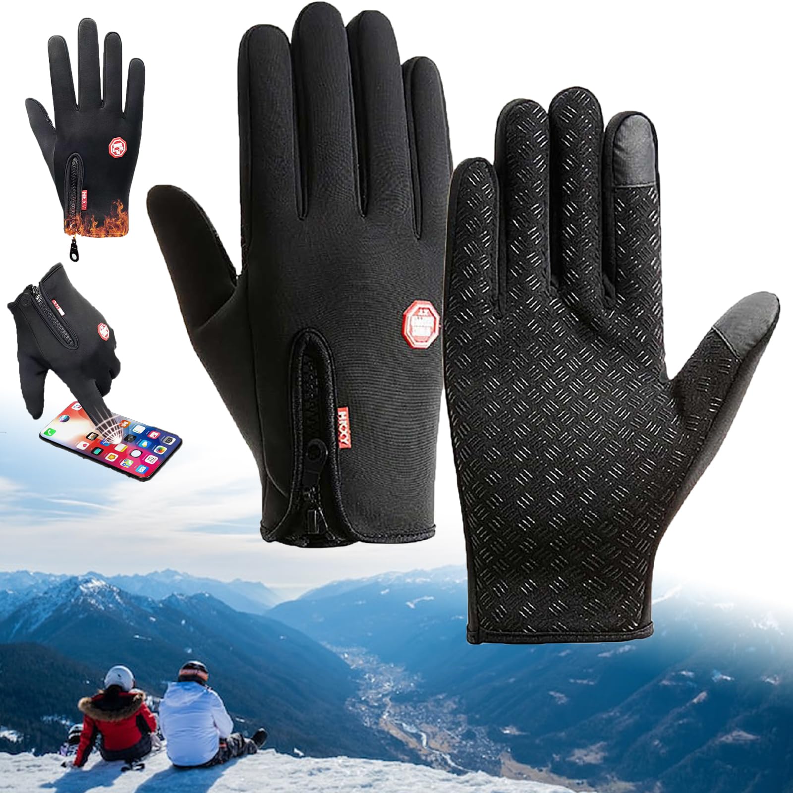 GXHNB Frostfit - Thermo Handschuhe, Frostfit-Thermo Handschuhe Perfekt FüRjedes Abenteuer, Warme Winterhandschuhe Mit Wasserabweisender Beschichtung Und Touchscreen-Funktion Winddicht (Schwarz,L) von GXHNB