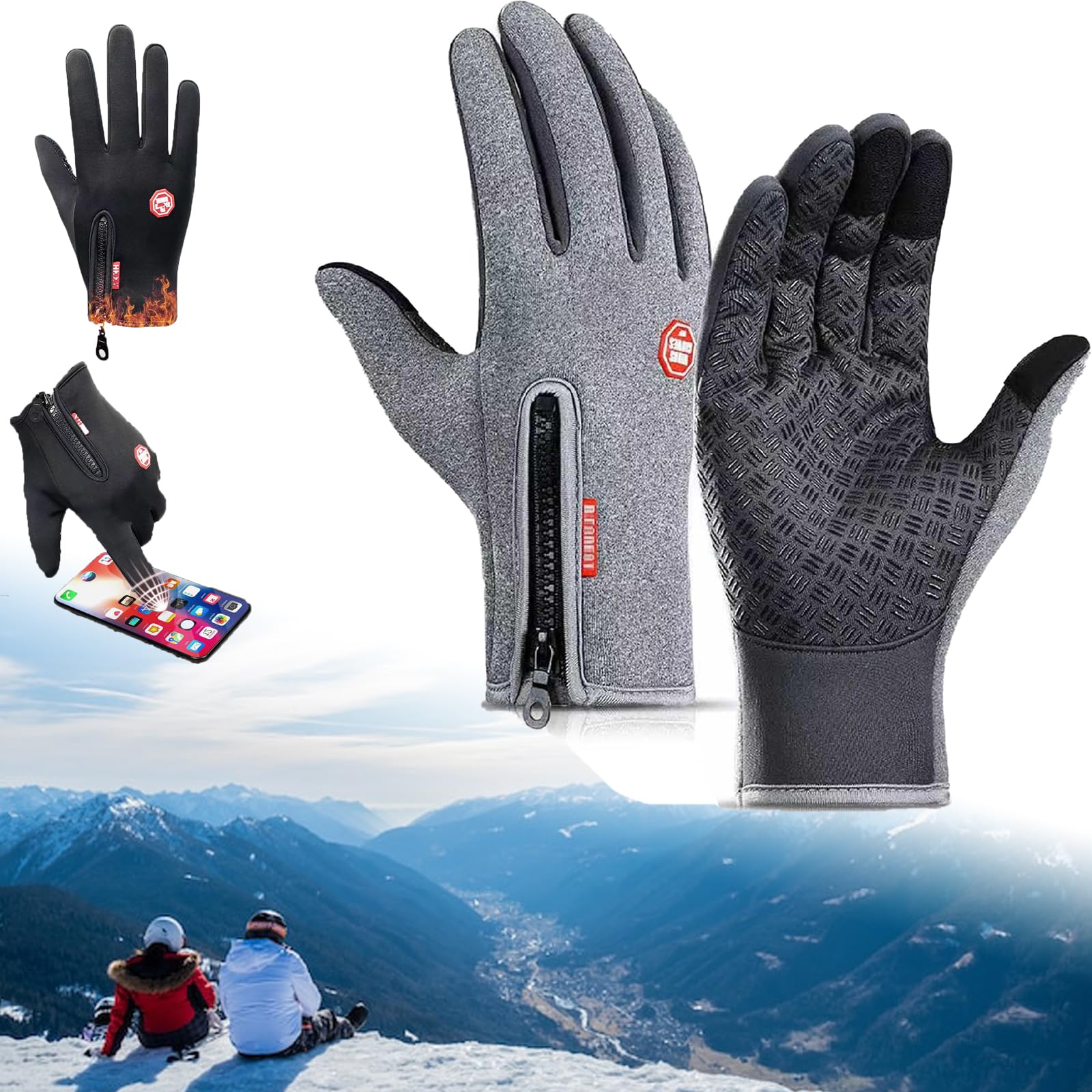 GXHNB Frostfit - Thermo Handschuhe, Frostfit-Thermo Handschuhe Perfekt FüRjedes Abenteuer, Warme Winterhandschuhe Mit Wasserabweisender Beschichtung Und Touchscreen-Funktion Winddicht (grau,L) von GXHNB