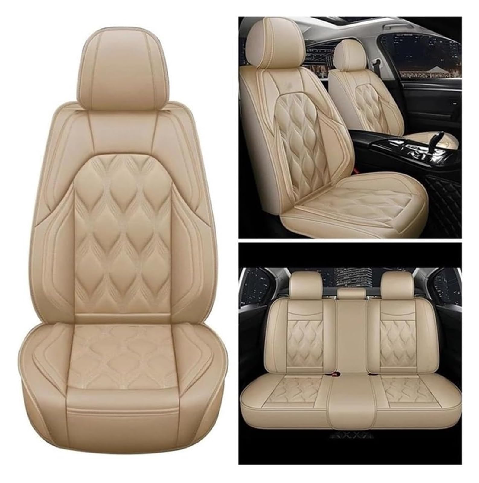 GXSAI Auto Sitz Schonbezug Für B&MW X1 X1 X2 X3 X4 X5 M2 M3 M5 X2M X3M IX1 Autositzkissen Wasserdichtes Zubehör Beige Sitzbezug Autositzbezug Komplettes Set von GXSAI