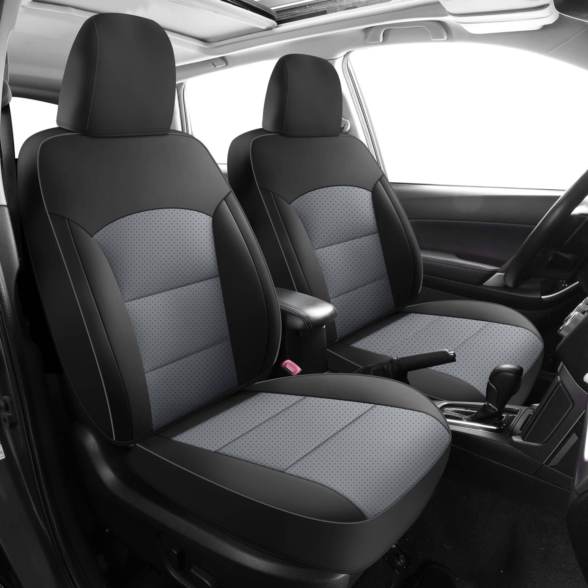 GXT Passgenaue Subaru Forester Sitzbezüge, 7-Sitze, wasserdicht, Leder, Autositzkissen, passend für Subaru Forester 2013–2018 (Schwarz und Grau) von GXT