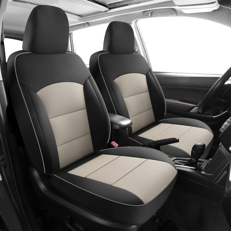 GXT Passgenaue Subaru Forester Sitzbezüge, 7-Sitze, wasserdicht, Leder, Autositzkissen, passend für Subaru Forester 2013–2018 (Schwarz und Weiß) von GXT