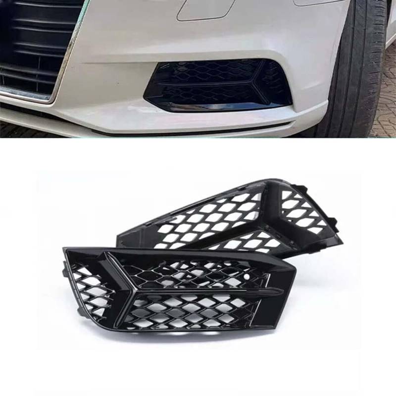 2 stücke ABS Nebelscheinwerfer Grill Abdeckung Front Stoßstange Lampe Wabengrill Für Audi A3 2017-2020 Auto Zubehör Glänzend schwarz Racing Stil von GXYNBY