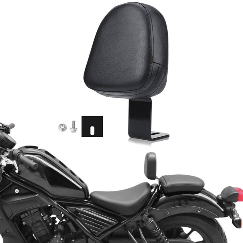 GYMARK Motorrad Fahrer Rückenlehne Sissy Bar Pad für H-onda Rebel CMX300 CMX500 2017-2023 Reitersitz Zubehör Beifahrer Rückenlehne Schwarz von GYMARK