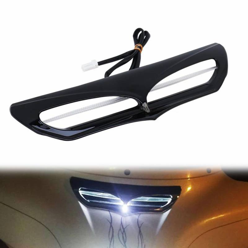 GYMARK Motorrad Fledermausverkleidung Vent Akzent Trim LED-Licht Kit für Harley Touring Electra Street Glide Ultra Limited 2014–2022 Scheinwerfer dekoratives Zubehör (schwarz) von GYMARK