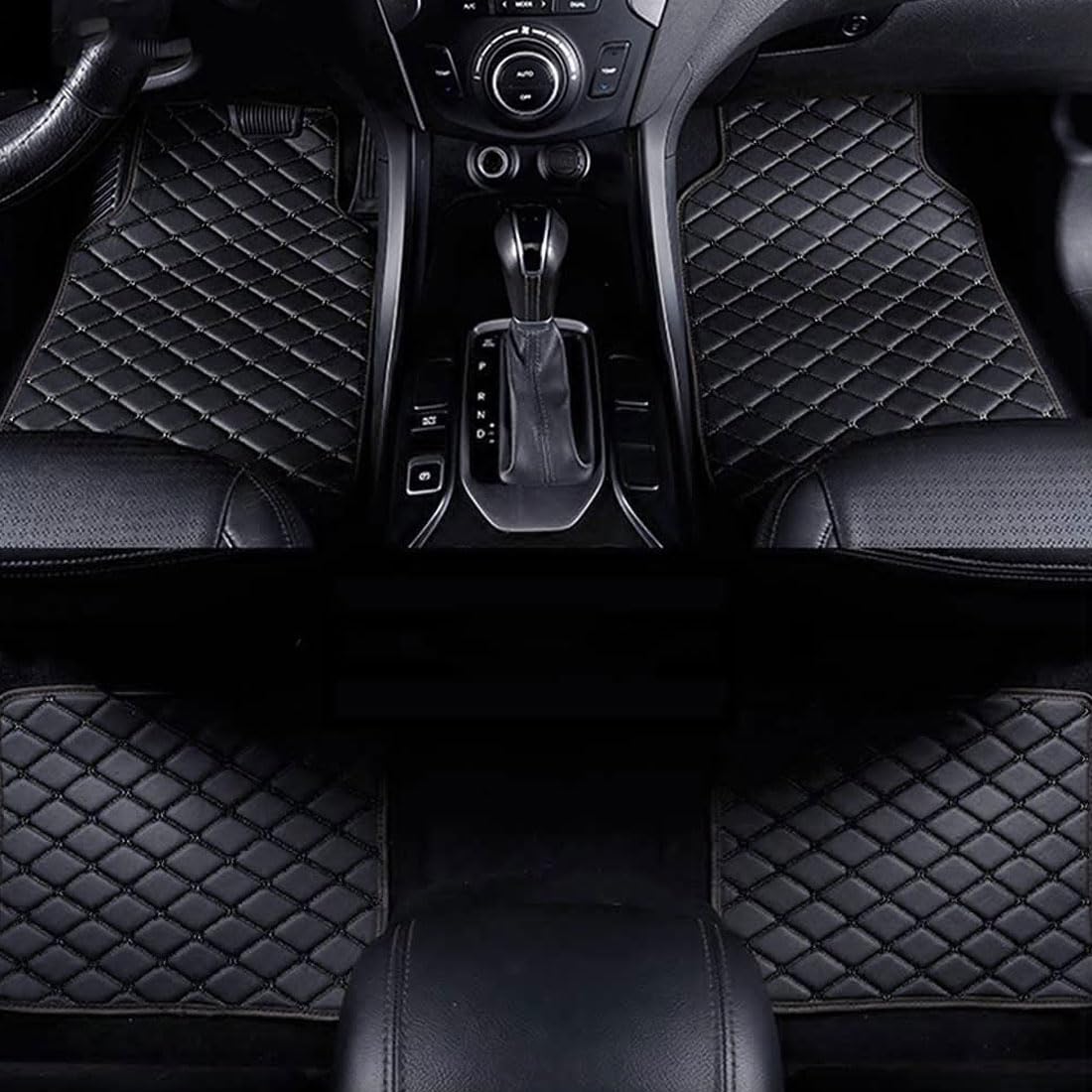 4stück Leder Auto Fußmatten für Hyundai i20 2015-2020(LHD), Anti-Rutsch Bodenmatte Vorne Hinten Schutz Automatten Set Zubehör,A/Black von GYORI