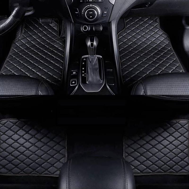 4stück Leder Auto Fußmatten für MERC-edes A-Class W176 2012-2018(LHD), Anti-Rutsch Bodenmatte Vorne Hinten Schutz Automatten Set Zubehör,A/Black von GYORI