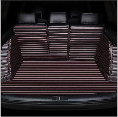 Auto Leder Kofferraummatten FüR Au-di A6 Avant C8 2018-2023, Kofferraumwanne Cargo Schutzmatte Kofferraum Boot Liner Set,C/Black-Red von GYORI