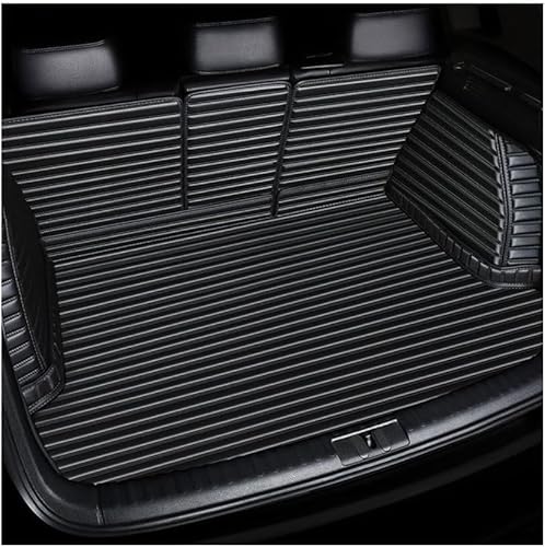 Auto Leder Kofferraummatten FüR B-MW 5 Series Touring(Estate) G31 2017-2022, Kofferraumwanne Cargo Schutzmatte Kofferraum Boot Liner Set,B/Black von GYORI