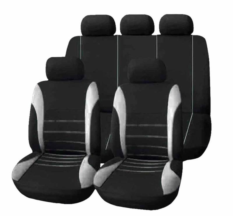 Auto Sitzbezüge Set für D-acia Sandero Stepway 3.GEN 2.Gen 2016-2025, Autositzbezüge Stoff Vordersitze Rückbank Komplettset Schonbezüge Innenraum Zubehör,C/9pcs Set Grey von GYORI