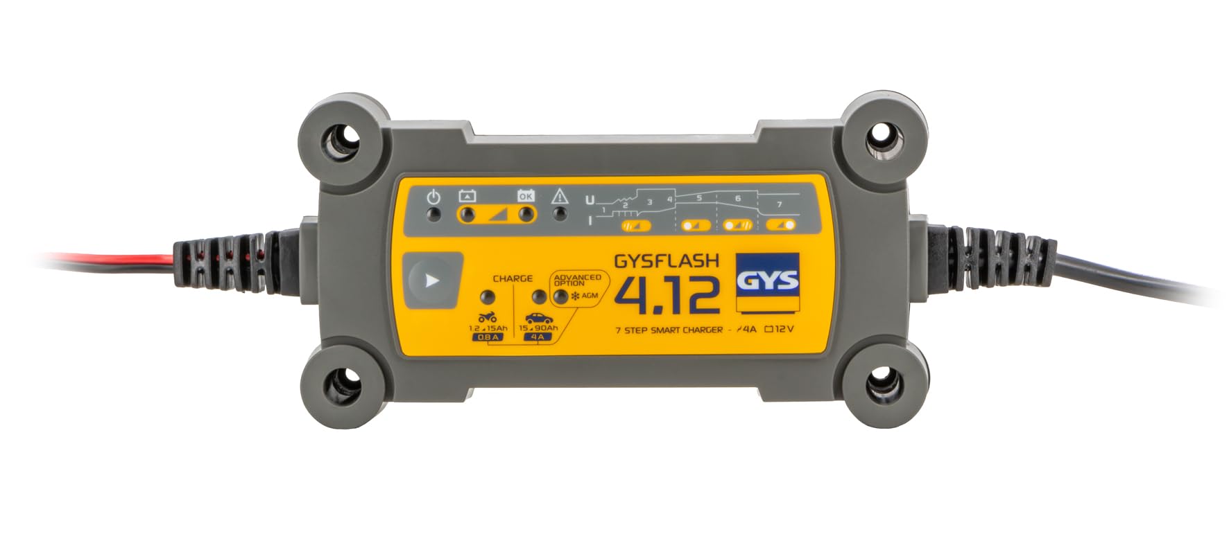 GYS Ladegerät Batterieladegerät für das Laden von 12V-Batterien von Kleinwagen, Motorrädern, Jet-Skis, Kart-Sport-Fahrzeugen und Rasenmähern, GYSFLASH 4.12, Nee von GYS