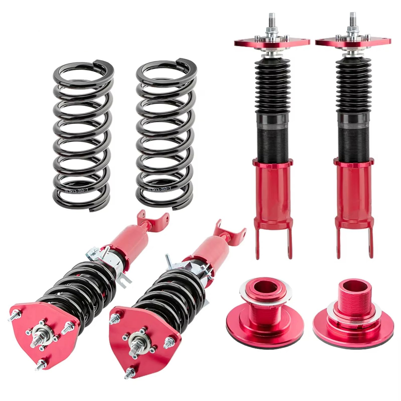 GYTTAK Gewindefahrwerk Kompatibel Mit Nissan Für 350Z 2003–2008 Für Skyline 2003–2007 Gewindefahrwerke Kits Racing Shocks Schraubenfeder Über Stoßdämpfer Autoteile(Red) von GYTTAK