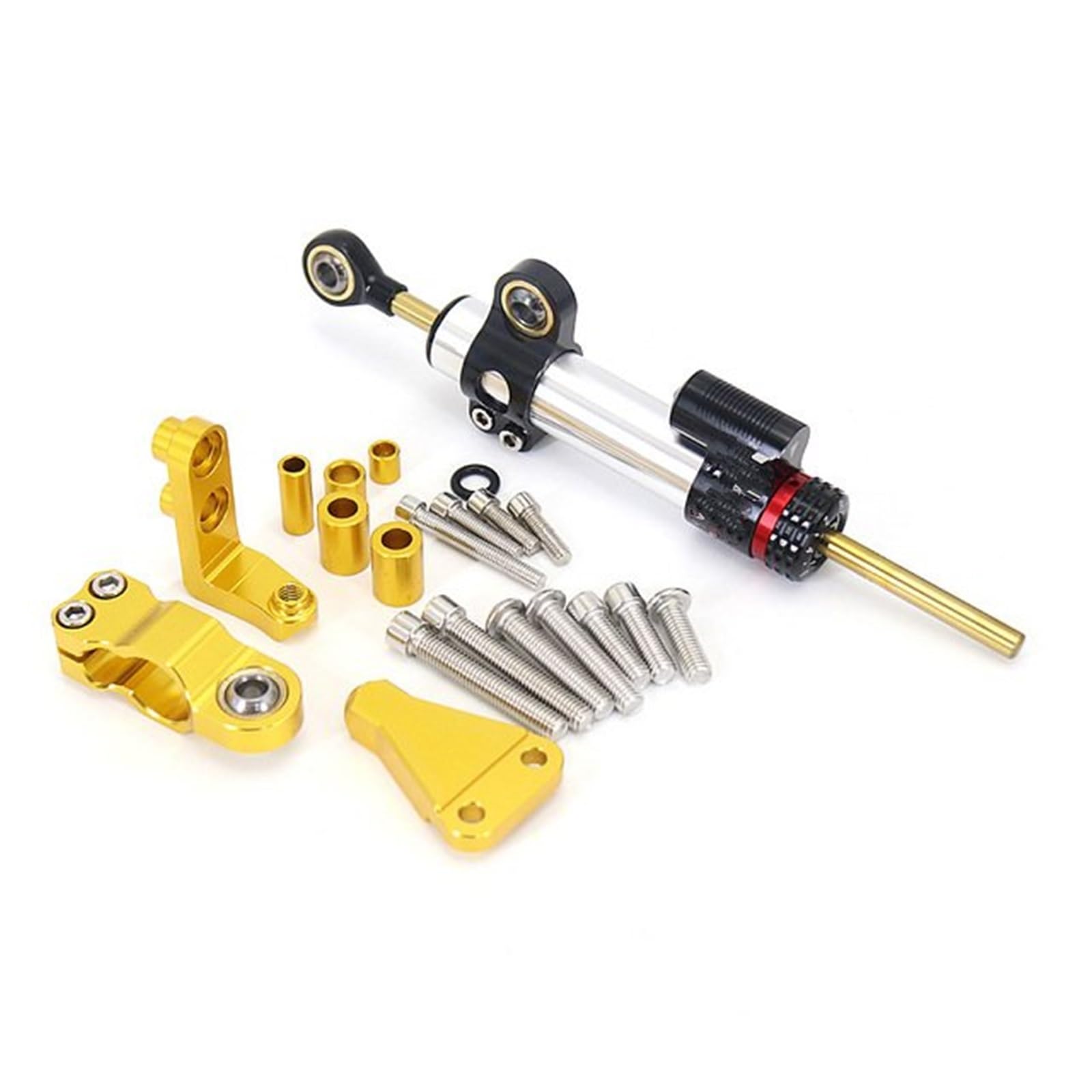 GYTTAK Kompatibel Mit Aprilia Für RS660 2021 2022 2023 Motorrad CNC Aluminium Lenkungsdämpfer Einstellbarer Stabilisator Montagehalterungssatz Motorrad Lenkungsdämpfer(Yellow,D) von GYTTAK