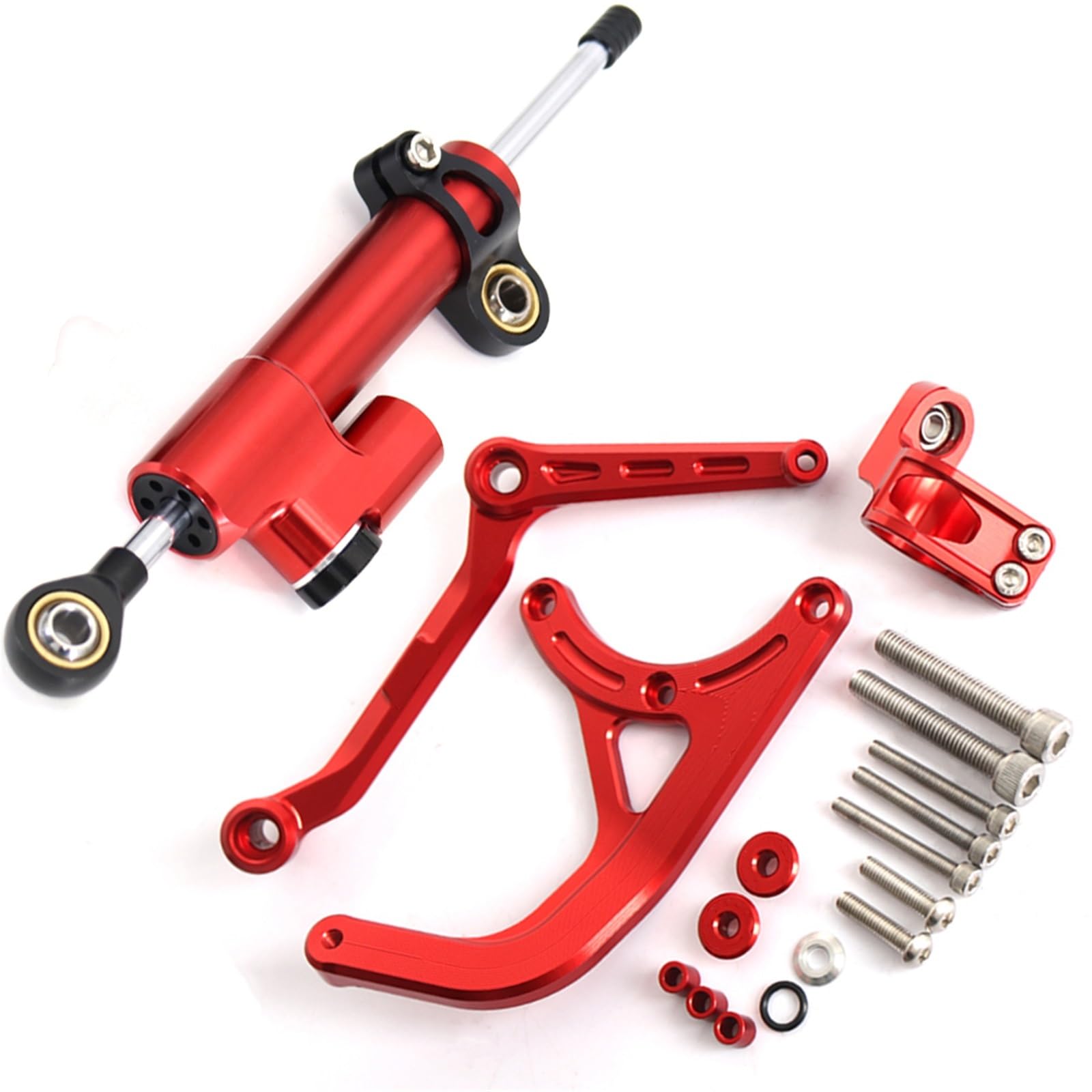 GYTTAK Kompatibel Mit Ducati Für Multistrada V4 2021-2024 Motorradteile Lineal Richtungslenkungsdämpferhalterungs-Kits Motorradzubehör Motorrad Lenkungsdämpfer(Red,E) von GYTTAK