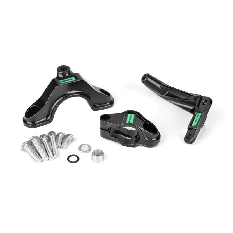 GYTTAK Kompatibel Mit Für Ninja Für ZX-6R 2024 Motorradzubehör Lenkungsdämpfer Stabilisator Halterung Mount Kit Dämpfer Stoßdämpfer Motorrad Lenkungsdämpfer(Black,A) von GYTTAK