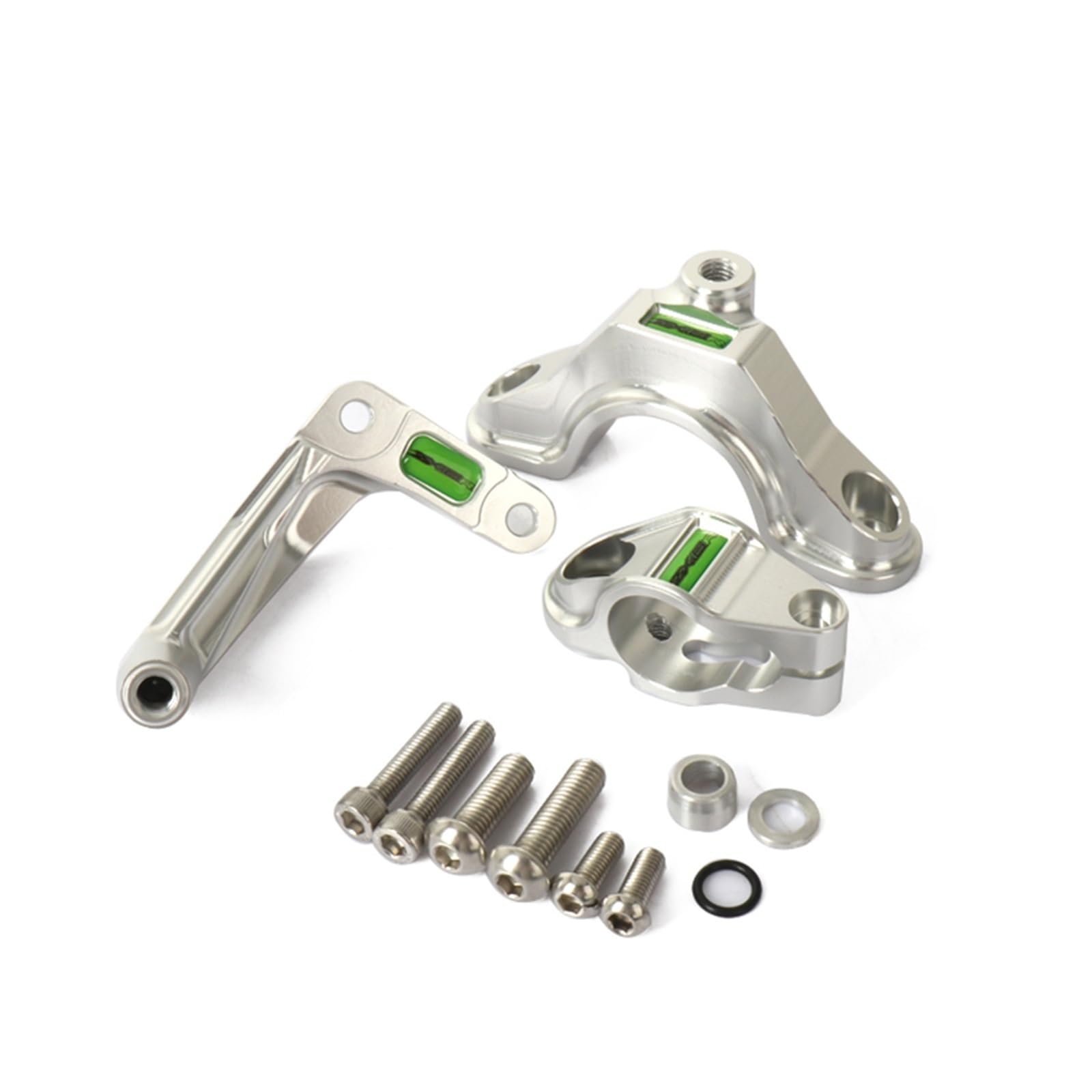 GYTTAK Kompatibel Mit Für Ninja ZX-6 2024 Motorradzubehör Lenkungsdämpfer Stabilisator Dämpferhalterung Motorrad Absorber Stabilisator Motorrad Lenkungsdämpfer(Silver,A) von GYTTAK