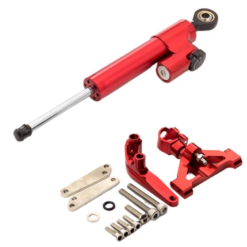 GYTTAK Kompatibel Mit Für ZX14R Für ZZR1400 2006-2020 Motorrad-Lenkungsdämpfer Stabilisatorhalterung Montagesatz Lenkungsdämpfer Stoßdämpfer Motorrad Lenkungsdämpfer(Red) von GYTTAK