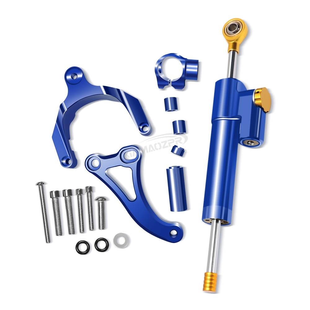 GYTTAK Kompatibel Mit Suzuki Für GSX-S750 2017-2023 Motorräder Zubehör Motorräder Lenkungsdämpfer Stabilisator Halterung Unterstützung Montage Kit Motorrad Lenkungsdämpfer(Blue,B) von GYTTAK