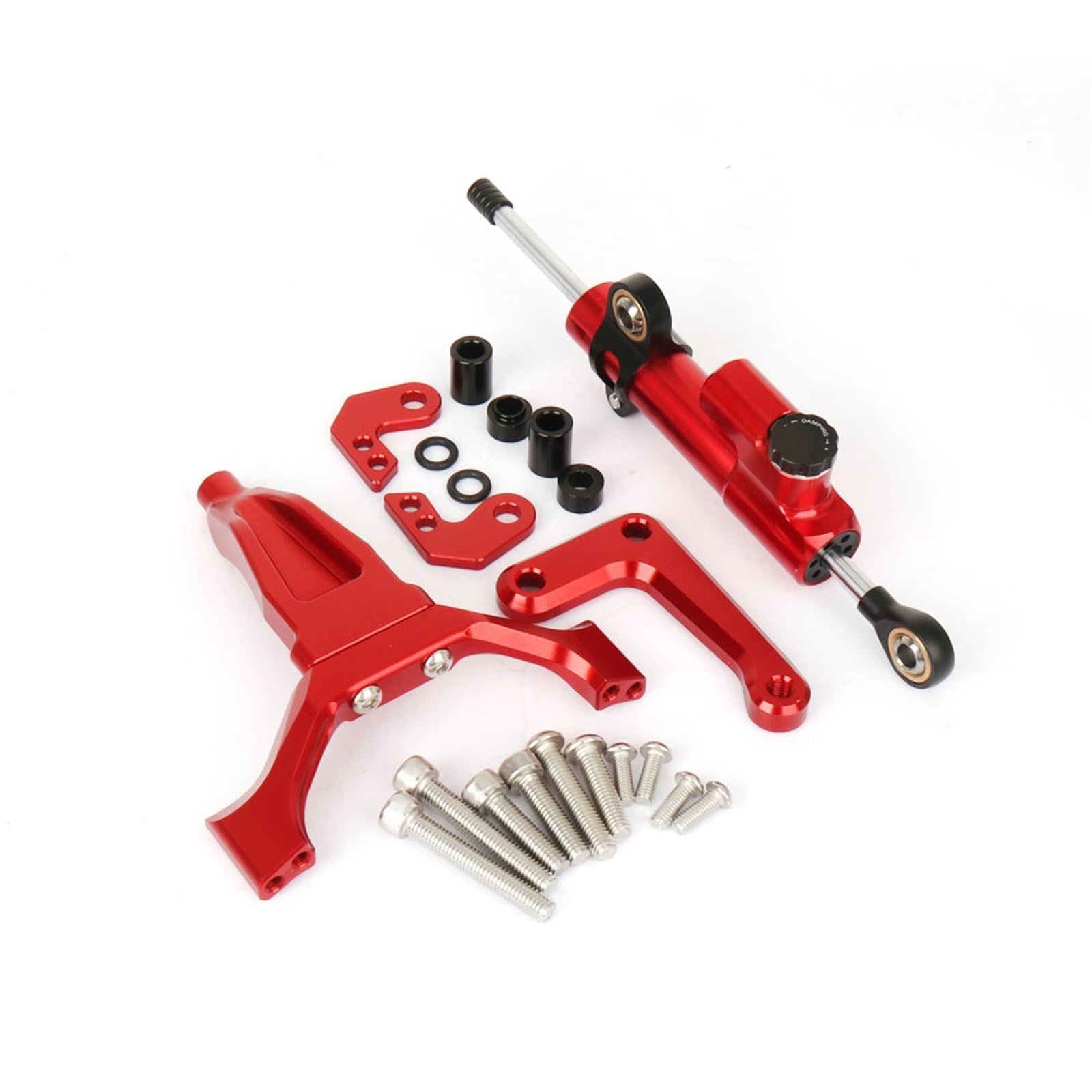 GYTTAK Kompatibel Mit Yamaha Für MT-09 2024 Motorradzubehör Stabilisator Lenkungsdämpfer Montagehalterung Kit Moto Lenkungsdämpfer Stoßdämpfer Motorrad Lenkungsdämpfer(Red,B) von GYTTAK