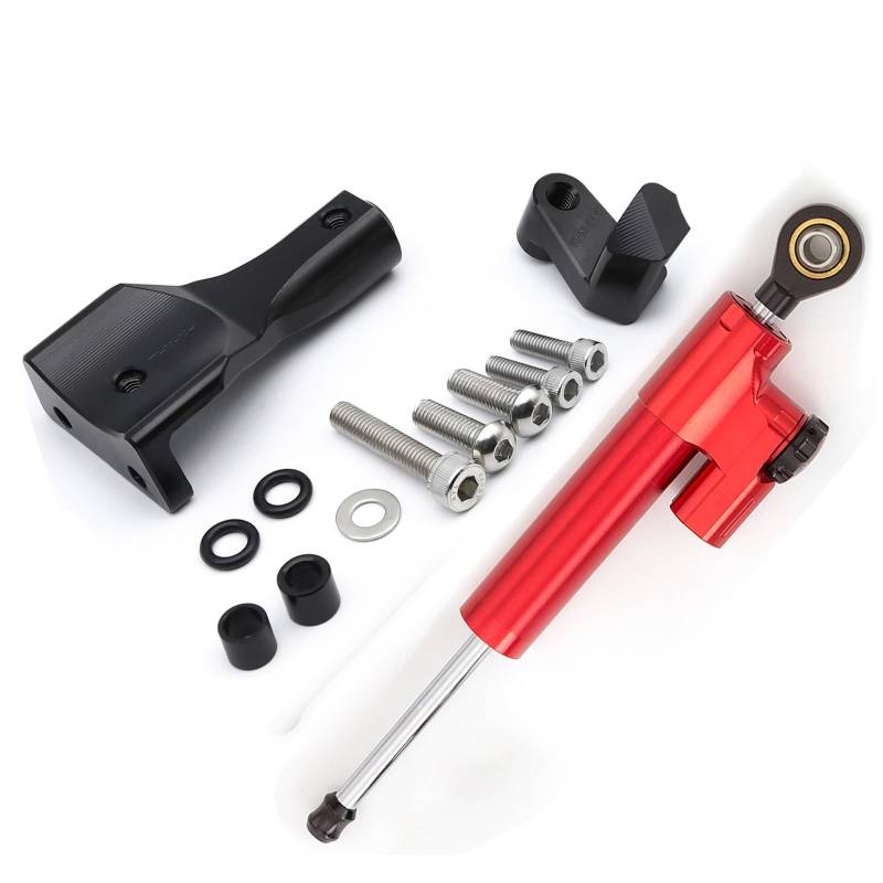 GYTTAK Kompatibel Mit Yamaha Für YZF MT25 2021 2022 2023 Motorrad CNC Lenkungsdämpfer Stabilisieren Dämpfer Halterung Montage Kits Dämpfer Stoßdämpfer Motorrad Lenkungsdämpfer(Red) von GYTTAK