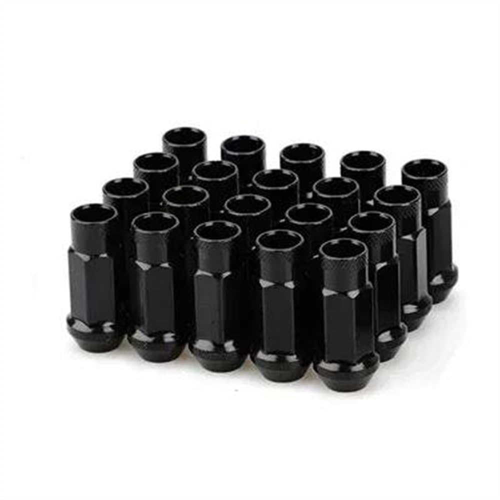 GYTTAK Reifenschraube Radmutter Universal-Radmuttern Aus Stahl, Auto-Stahlfelgenmuttern Mit Verlängerter Radmuttern M12 X 1,5/1,25, Autozubehör, 20 Stück(Black,M12x1.5) von GYTTAK