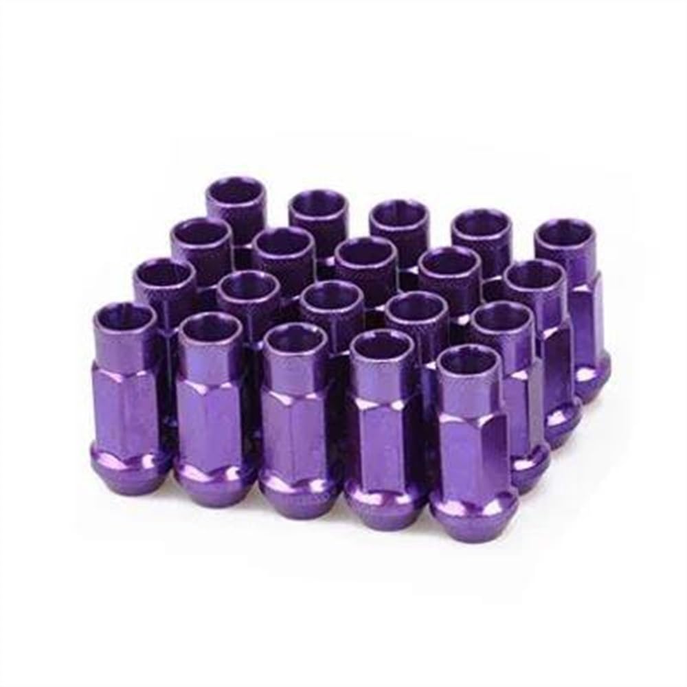 GYTTAK Reifenschraube Radmutter Universal-Radmuttern Aus Stahl, Auto-Stahlfelgenmuttern Mit Verlängerter Radmuttern M12 X 1,5/1,25, Autozubehör, 20 Stück(Purple,M12x1.25) von GYTTAK