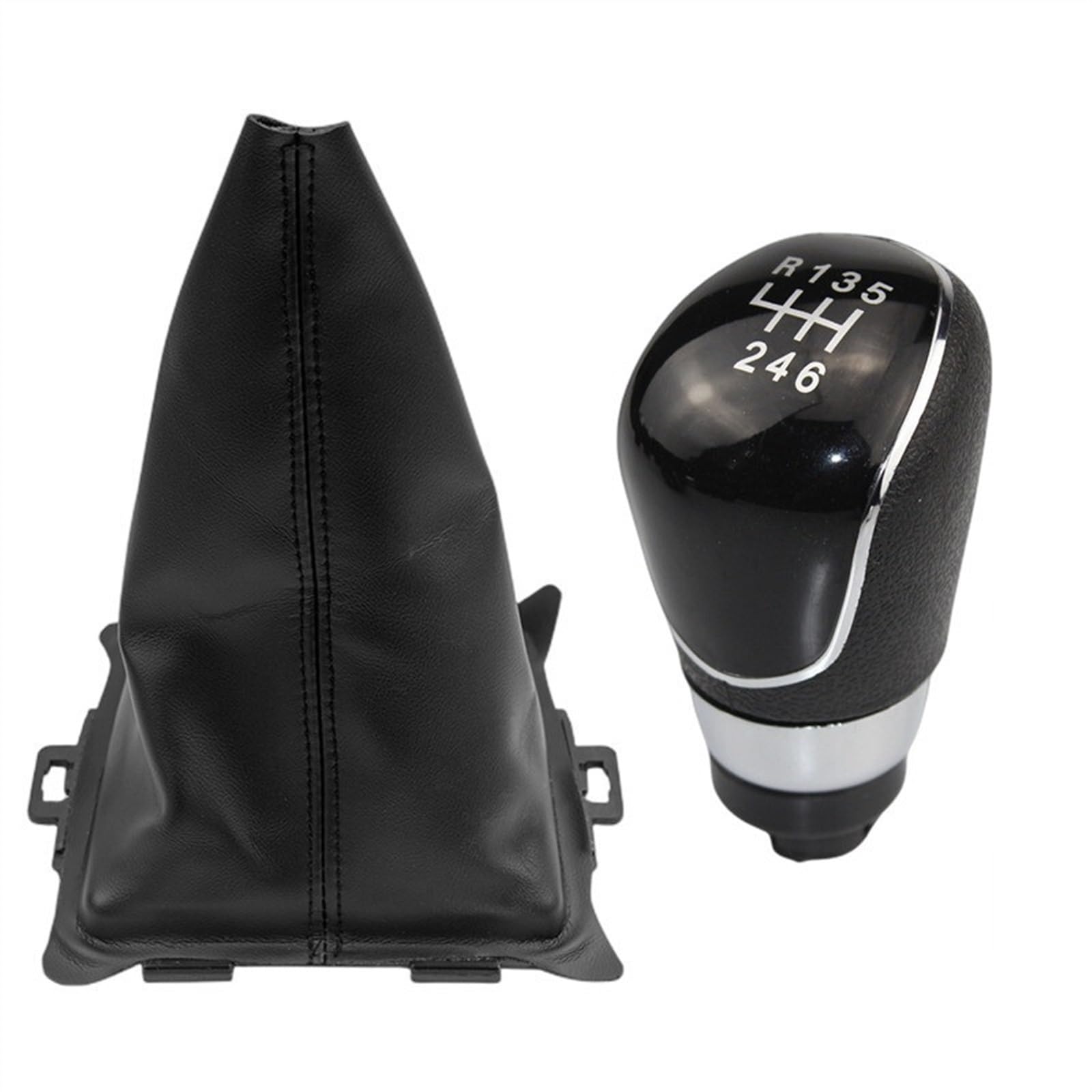 Schaltknauf Automatik Kompatibel Mit Ford Für Fiesta 2008 2009 2010 2011 2012 Auto-Handschaltknauf Schaltknauf Mit Gaitor Gamasche Kofferraumabdeckung(6 Speed Black) von GYTTAK