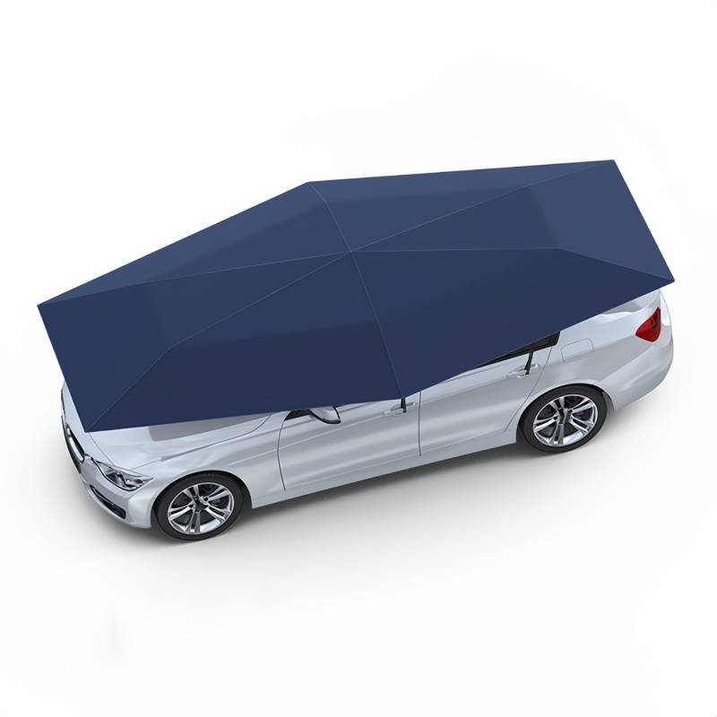 420/460/485CM Beweglicher Carport Auto-Zelt (Halbautomatisch/Automatisch) Auto-Abdeckung Regenschirm-Sonnenschutz-Zelt, Uv-Schutz, Winddichter(Navy Blue-Automatic,4.2M) von GZDXBF