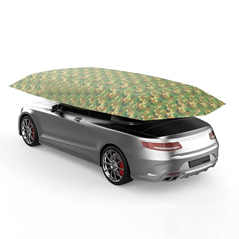 Auto-Zelt, Vollautomatisch, Tragbarer Auto-Schirmzelt, Abdeckung, Beweglicher Carport Mit Fernbedienung Sommer Wasserdicht Auto(Camouflage,450 * 230cm) von GZDXBF