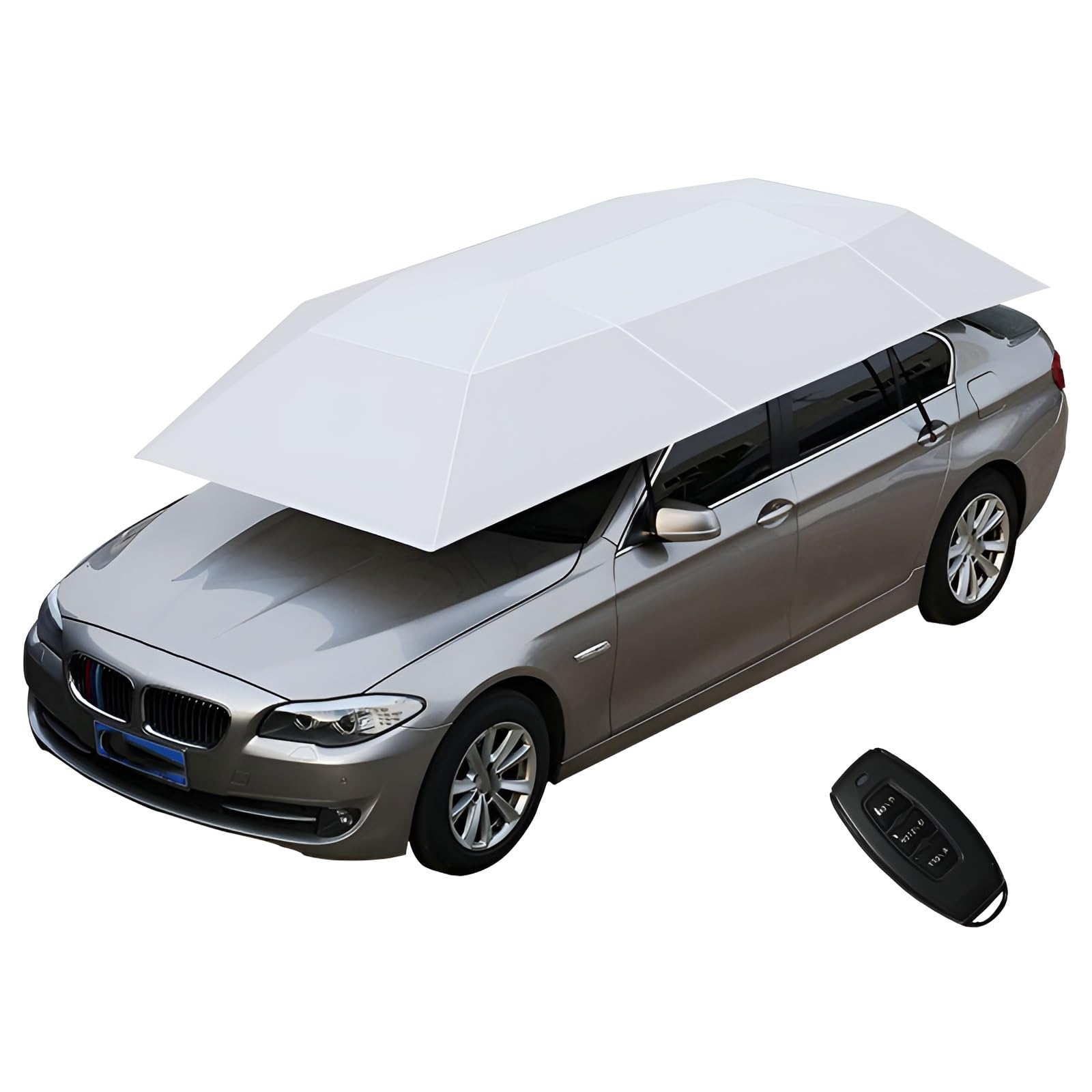 GZDXBF Vollautomatisches Autozelt - Tragbarer Sonnenschutz Für Autozelte - Outdoor-Anti-Uv-Sonnenschutz-Mobile Garagen-Autoabdeckung(Silver,465 * 230cm) von GZDXBF