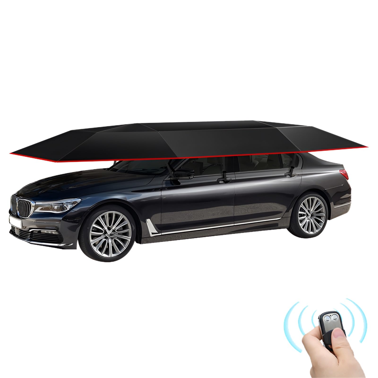 Tragbarer Auto-Regenschirm Mit Fernbedienung - Auto Sonnenschutz Regenschirm Abdeckung Zelttuch Uv-Schutz Wasserdicht(Black,420cm/13.7ft) von GZDXBF