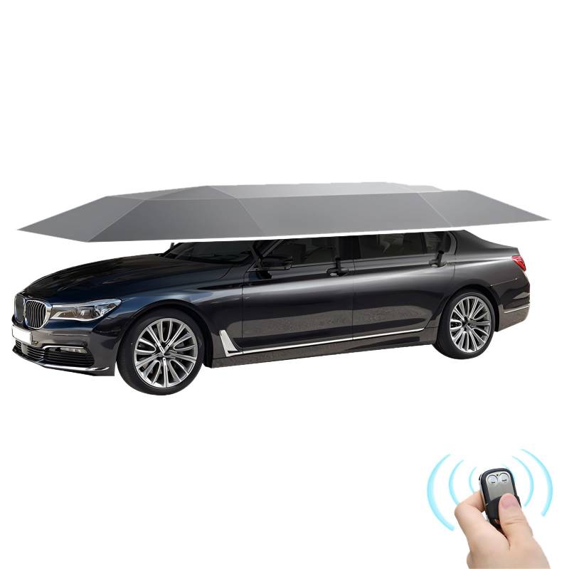 Tragbarer Auto-Regenschirm Mit Fernbedienung - Auto Sonnenschutz Regenschirm Abdeckung Zelttuch Uv-Schutz Wasserdicht(Gray,420cm/13.7ft) von GZDXBF