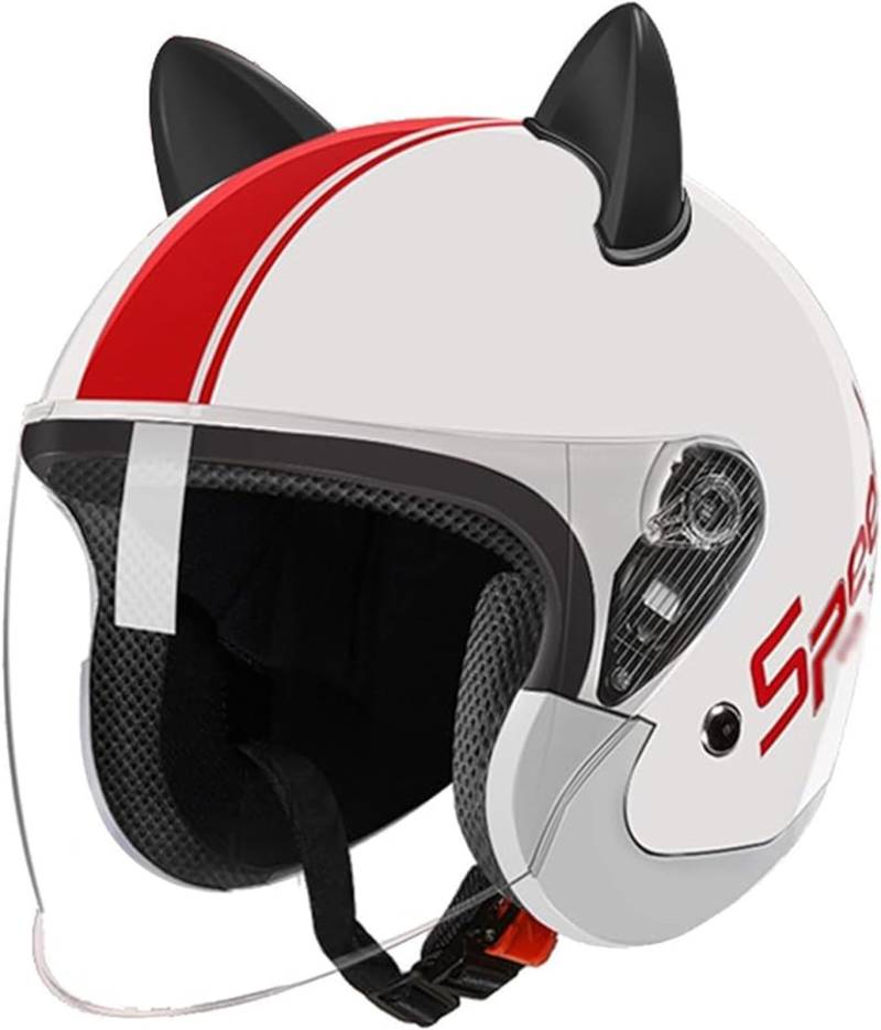 GZEZHA Rollerhelm Vespa-Jethelm Mit Offenem Gesicht · Herren Und Damen Motorrad-Roller-Halbhelme Jet Pilot Motor Retro Chopper Cruiser Vintage Moped-Helm · DOT/ECE-Zulassung A,54- 62 cm von GZEZHA