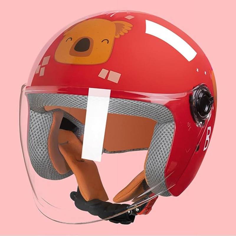 Kinder Motorradhelm, Jungen Und Mädchen Rollerhelm, Mofa Helm, Jethelm Mit Sonnenblende, Fahrradhelm, 46-55Cm, Für 5 Jahre - 12 Jahre Kid. A,46-55cm von GZEZHA