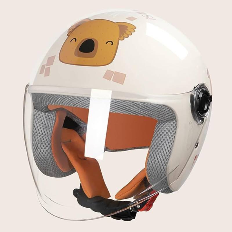 Kinder Motorradhelm, Jungen Und Mädchen Rollerhelm, Mofa Helm, Jethelm Mit Sonnenblende, Fahrradhelm, 46-55Cm, Für 5 Jahre - 12 Jahre Kid. B,46-55cm von GZEZHA